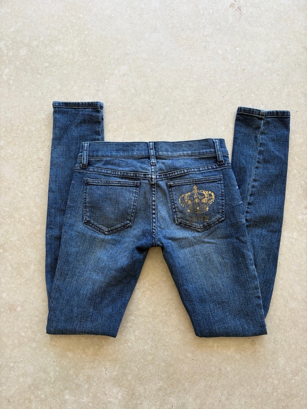 Juicy Couture Penelope Skinny Jeans 24 Y2K Crown Pocket Dark Wash Mcbling Denim